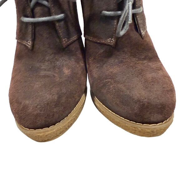 Enzo Angiolini Eaflory Brown Suede Wedge Heel Booties Size 7 - Picture 2 of 11